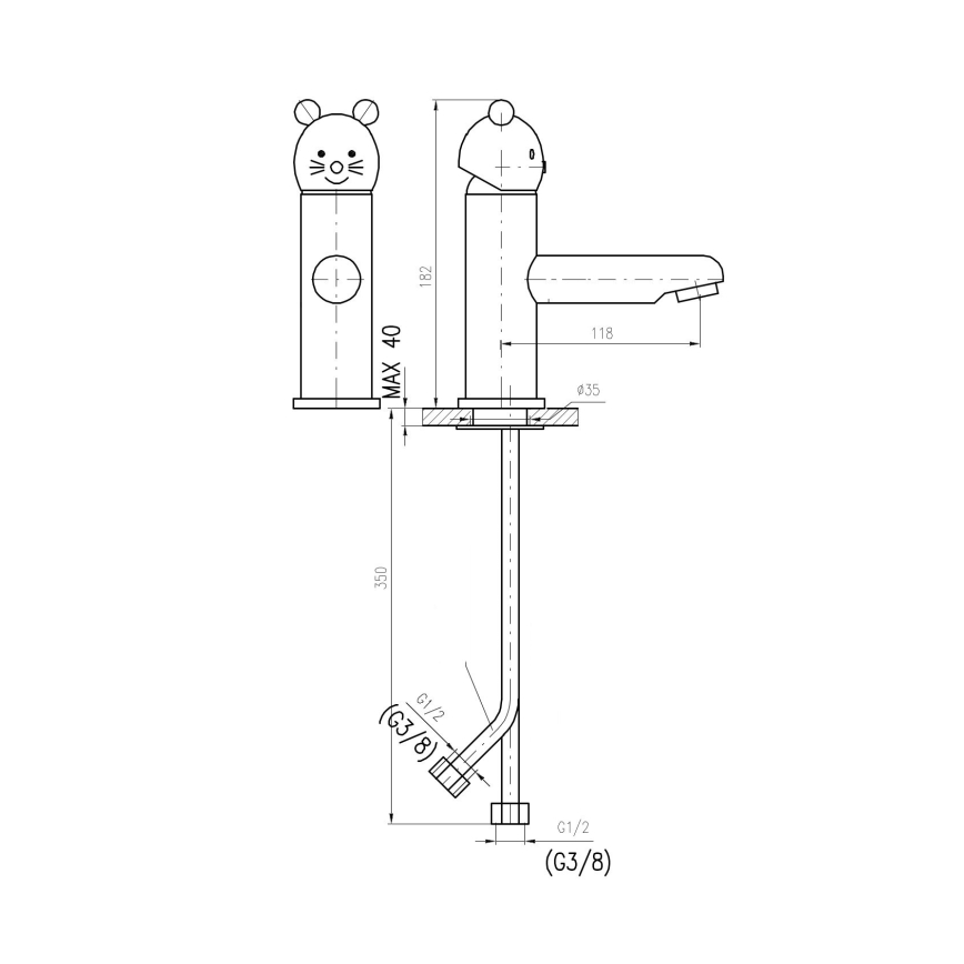 RAV Slezák SE326.0 - Wastafelkraan JUNIOR 18,2 cm rood/blauw