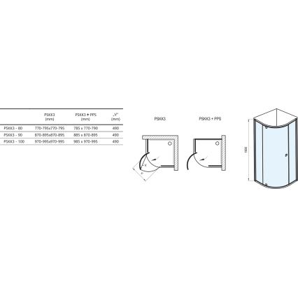 Ravak 37677U00Z1 - Driedelige kwartcirkel douchecabine PIVOT 90 x 90 cm satijn