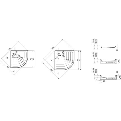 Ravak A207001120 - Receveur de douche quart de cercle RONDA 90 x 90 cm blanc