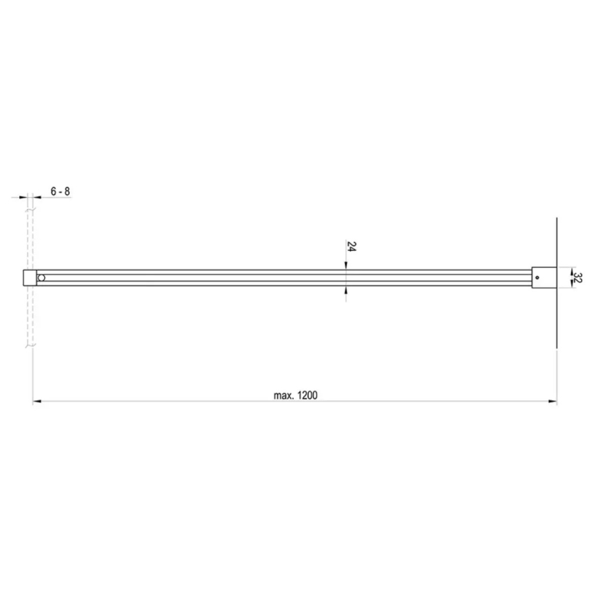 Ravak GWD01000A098 - Barre de stabilisation pour paroi de douche WALK-IN 120 cm, finition chrome brillant