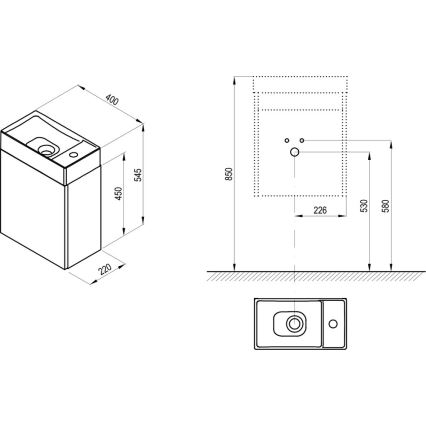 Ravak X000001386 - Meuble sous-vasque VEDA 54,5x40 cm blanc