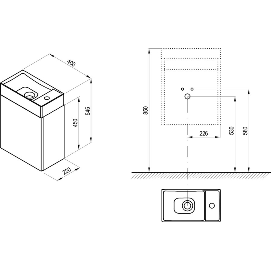 Ravak X000001386 - Meuble sous-vasque VEDA 54,5x40 cm blanc