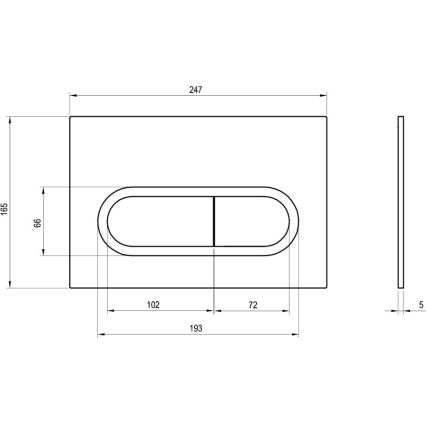 Ravak X01797 - Spoelknop 24,7x16,5 cm CHROME zwart