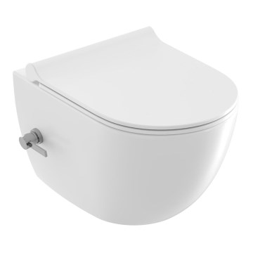 Ravak X01912 - Hangend toilet met bidetdouche CHROME keramiek/wit