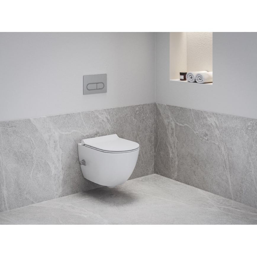 Ravak X01912 - Hangend toilet met bidetdouche CHROME keramiek/wit