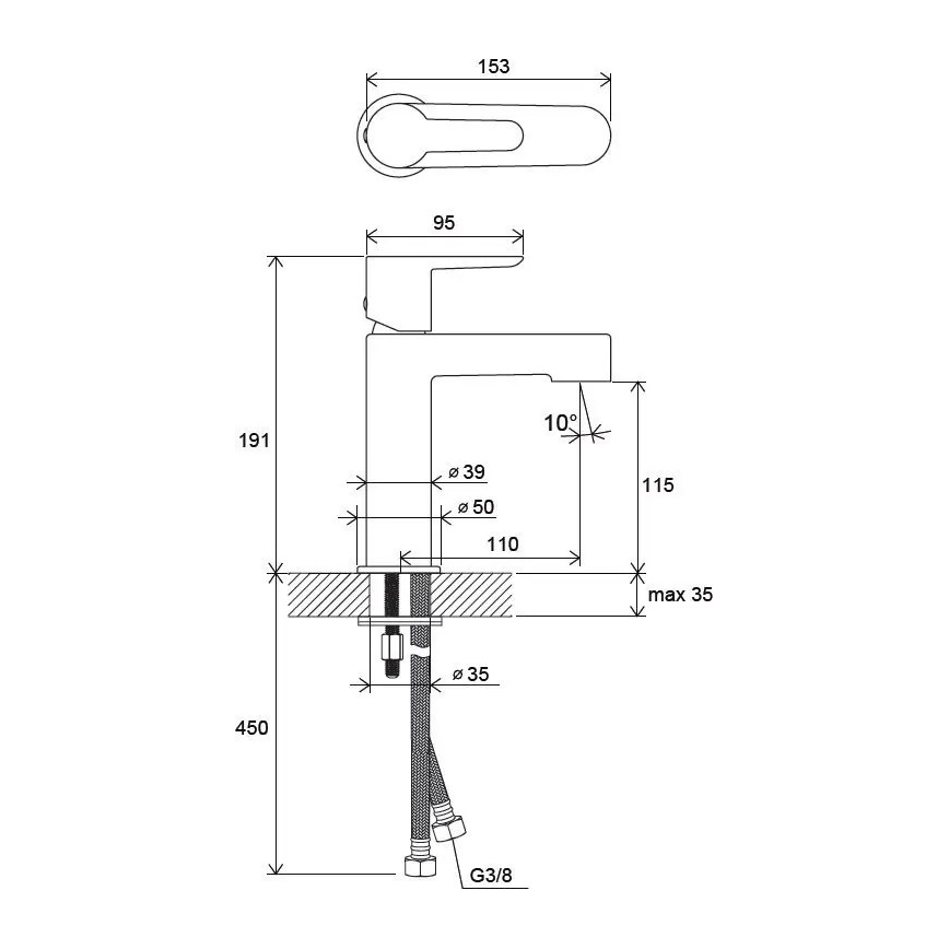 Ravak X070113 - Wastafelmengkraan PURI 19,1 cm, glanzend chroom