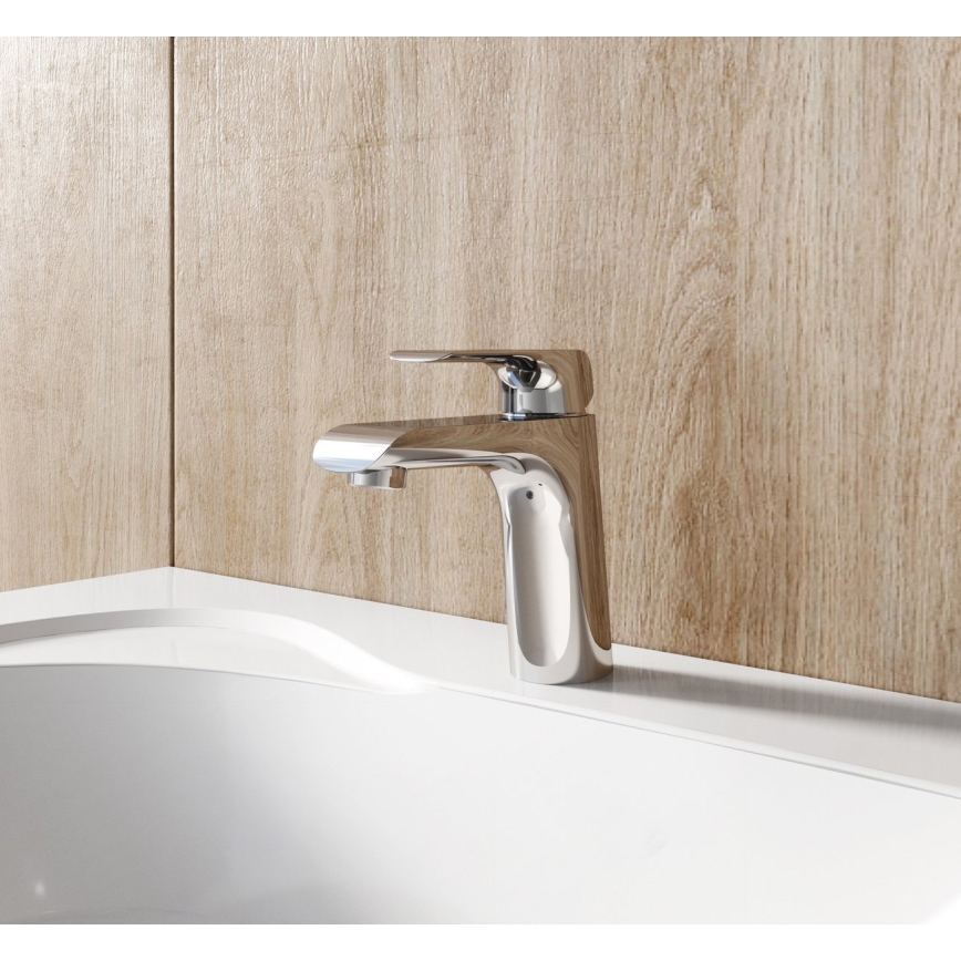 Ravak X070118 - Wastafelkraan FLAT 15,1 cm glanzend chroom