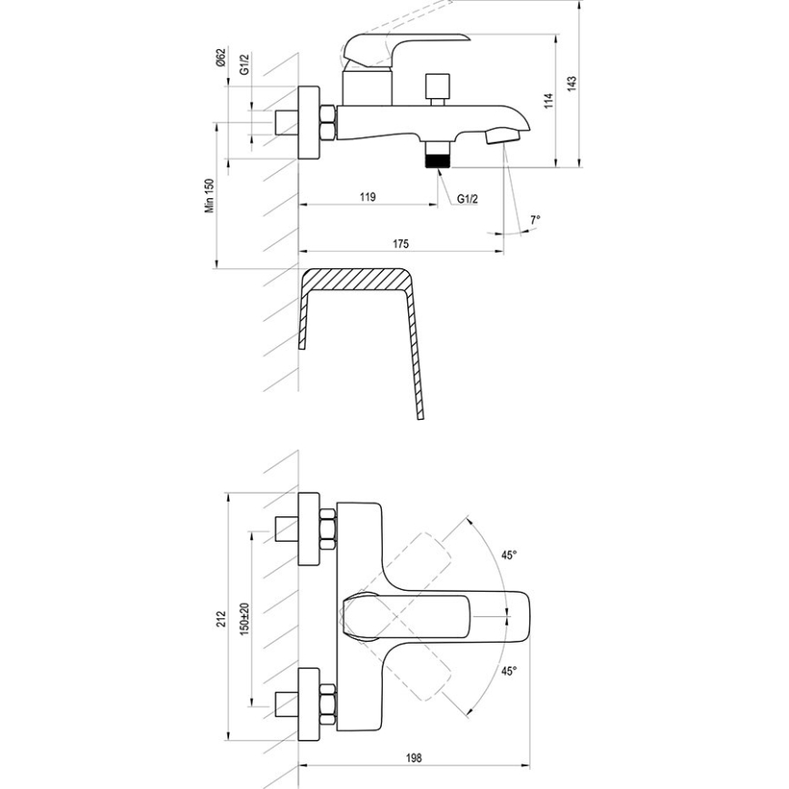 Ravak X070119 - Mitigeur de baignoire FLAT, chrome brillant