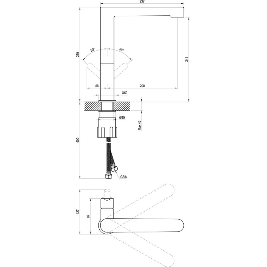 Ravak X070143 - Mitigeur pour lavabo PURI 26,9 cm chromé brillant