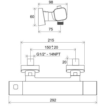 Ravak X070154 - Thermostatische douchekraan FREE zwart