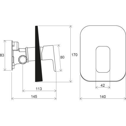 Ravak X070159 - Inbouw douchemengkraan FREE, zwart