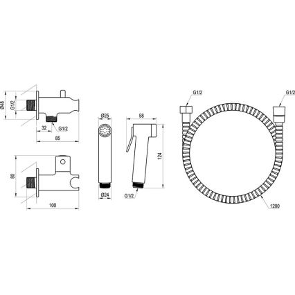 Ravak X070166 - Douchette hygiénique à main pour installation encastrée, chrome brillant