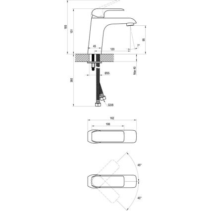 Ravak X070173 - Mitigeur pour lavabo FLAT 15,1 cm noir mat