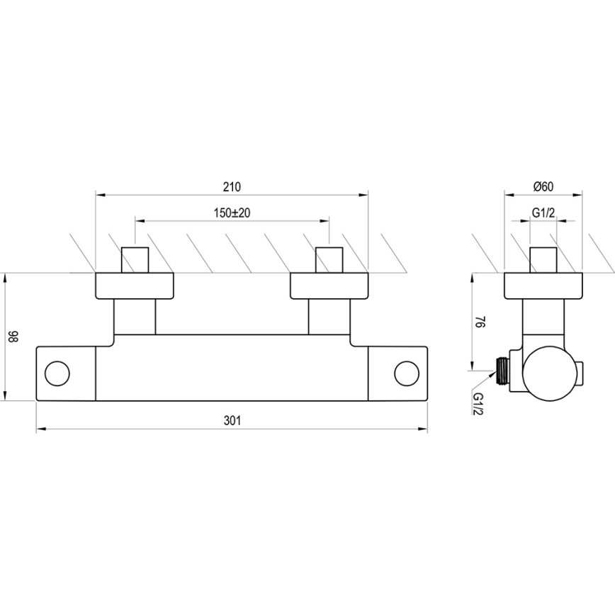 Ravak X070188 - Thermostatische douchemengkraan PURI, zwart