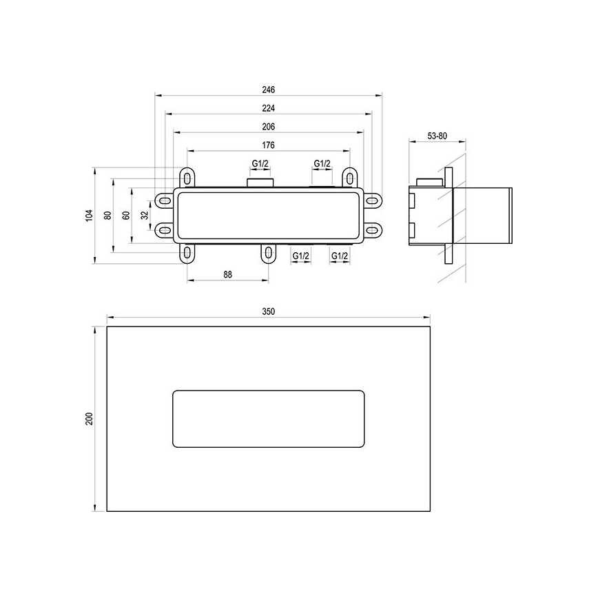 Ravak X070233 - Corps de base pour mitigeurs encastrés R-BOX 10,4x24,6 cm