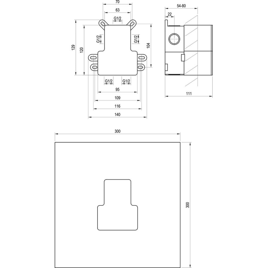 Ravak X070234 - Basislichaam voor inbouwmengkranen R-BOX 12,9x14 cm