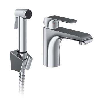Ravak X070438 - Mitigeur pour lavabo avec douchette hygiénique FLAT chrome brillant