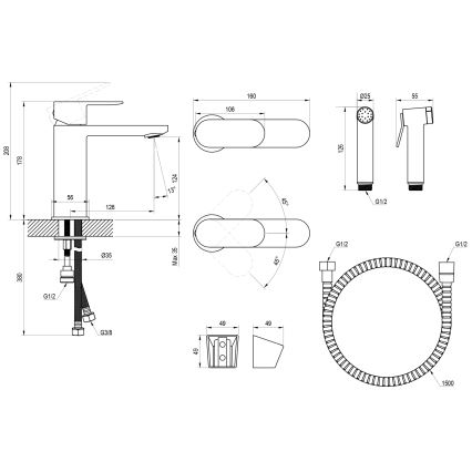 Ravak X070462 - Wastafelmengkraan met bidetdouche CHROME zwart