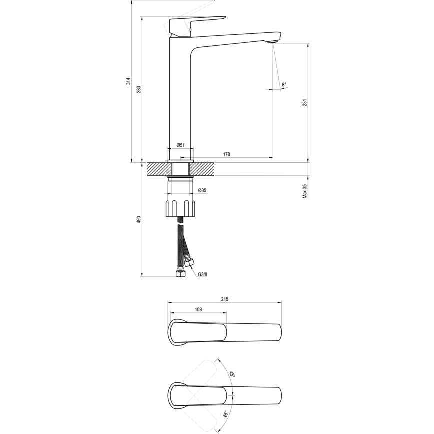 Ravak X070472 - Wastafelkraan LIFE 28 cm glanzend chroom