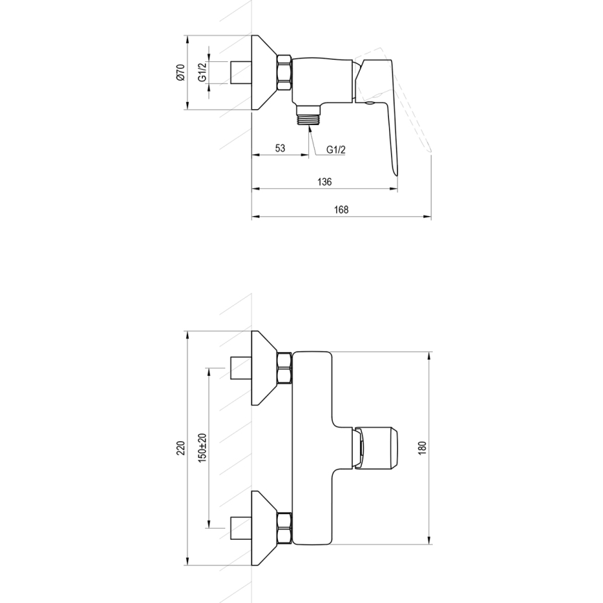 Ravak X070480 - Douchekraan LIFE, zwart