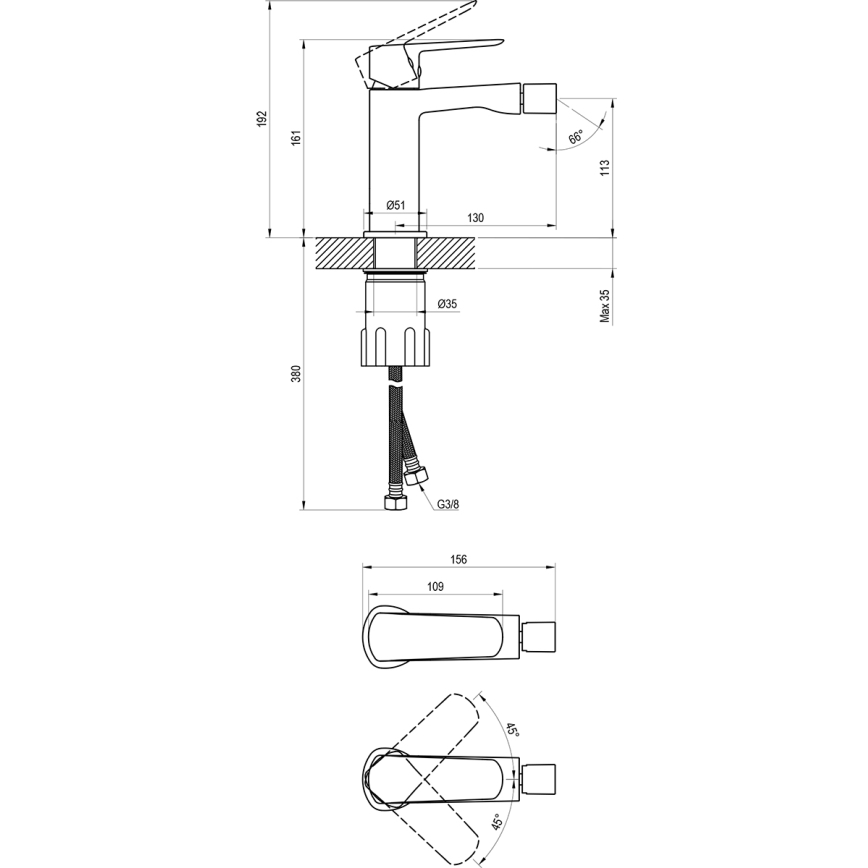 Ravak X070481 - Mitigeur de bidet LIFE noir