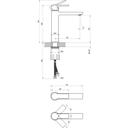 Ravak X070489 - Wastafelmengkraan SOLAR 23 cm zwart