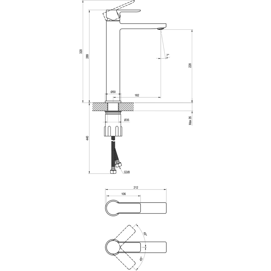 Ravak X070490 - Mitigeur de lavabo SOLAR 29 cm noir