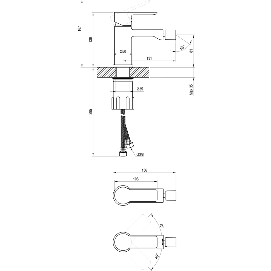 Ravak X070493 - Mitigeur pour bidet SOLAR noir