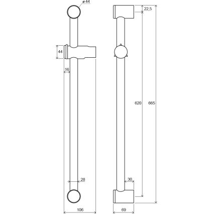 Ravak X07P012 - Barre de douche 66,5 cm chrome brillant