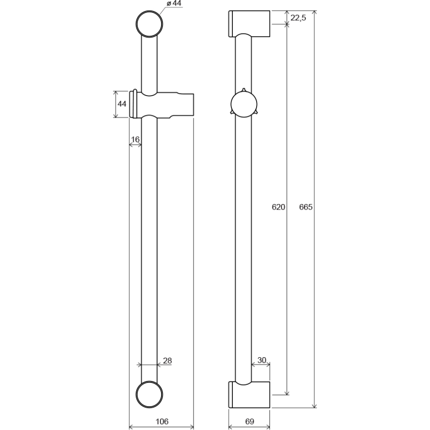 Ravak X07P012 - Barre de douche 66,5 cm chrome brillant