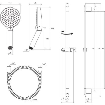Ravak X07P177 - ensemble de douche finition chrome brillant