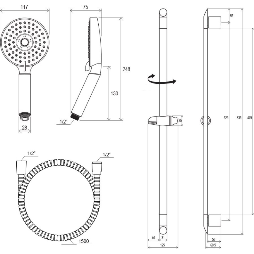 Ravak X07P177 - ensemble de douche finition chrome brillant