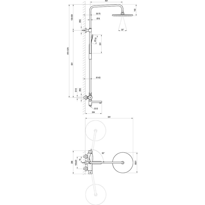 Ravak X07P642 - Doucheset met mengkraan, glanzend chroom