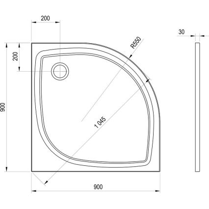 Ravak XA237711010B - Receveur de douche quart de cercle ELIPSO 90 x 90 cm, blanc