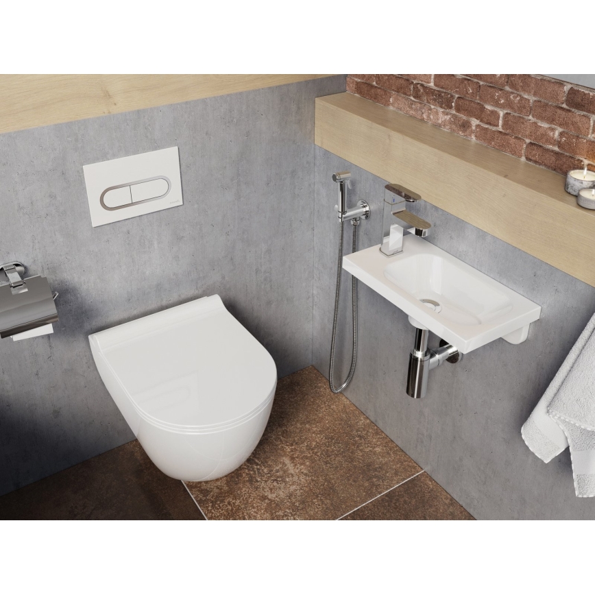 Ravak XJGL1100000 - Hangende wastafel CHROME 40x22 cm gegoten marmer/wit