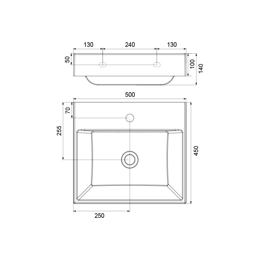 Ravak XJO01250000 - Hangende wastafel NATURAL 50x45 cm gietmarmer/wit