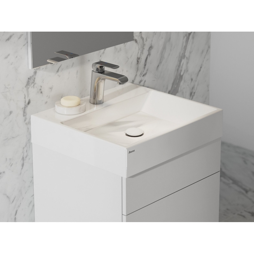 Ravak XJO01250000 - Lavabo suspendu NATURAL 50 x 45 cm en marbre coulé / blanc