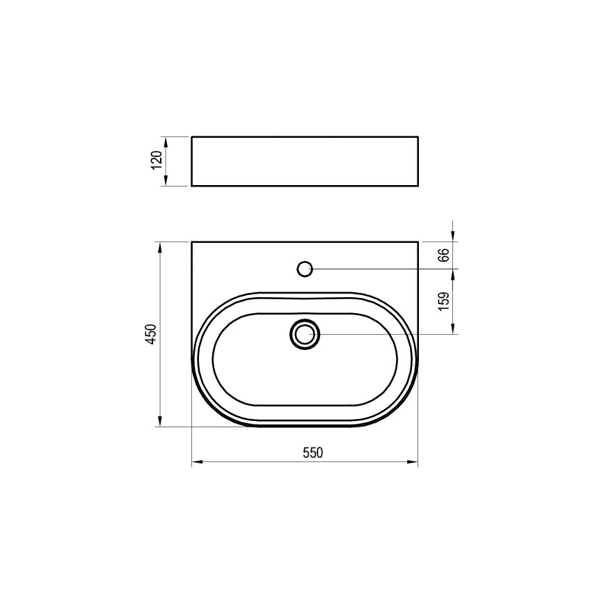 Ravak XJX01155004 - Opzetwastafel CERAMIC SLIM 55x45 cm keramiek/wit