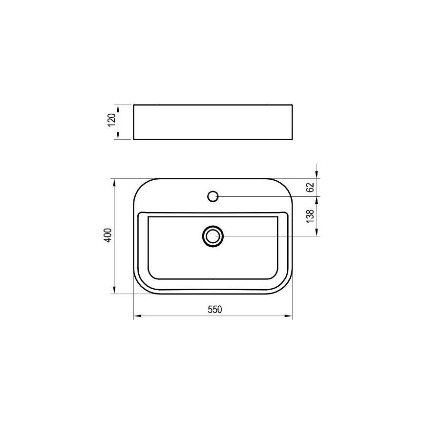 Ravak XJX01155005 - Opzetwastafel CERAMIC SLIM 55x40 cm keramiek/wit