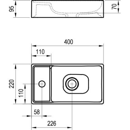 Ravak XJX01240000 - Opzetwastafel VEDA SLIM 40x22 cm keramiek/wit