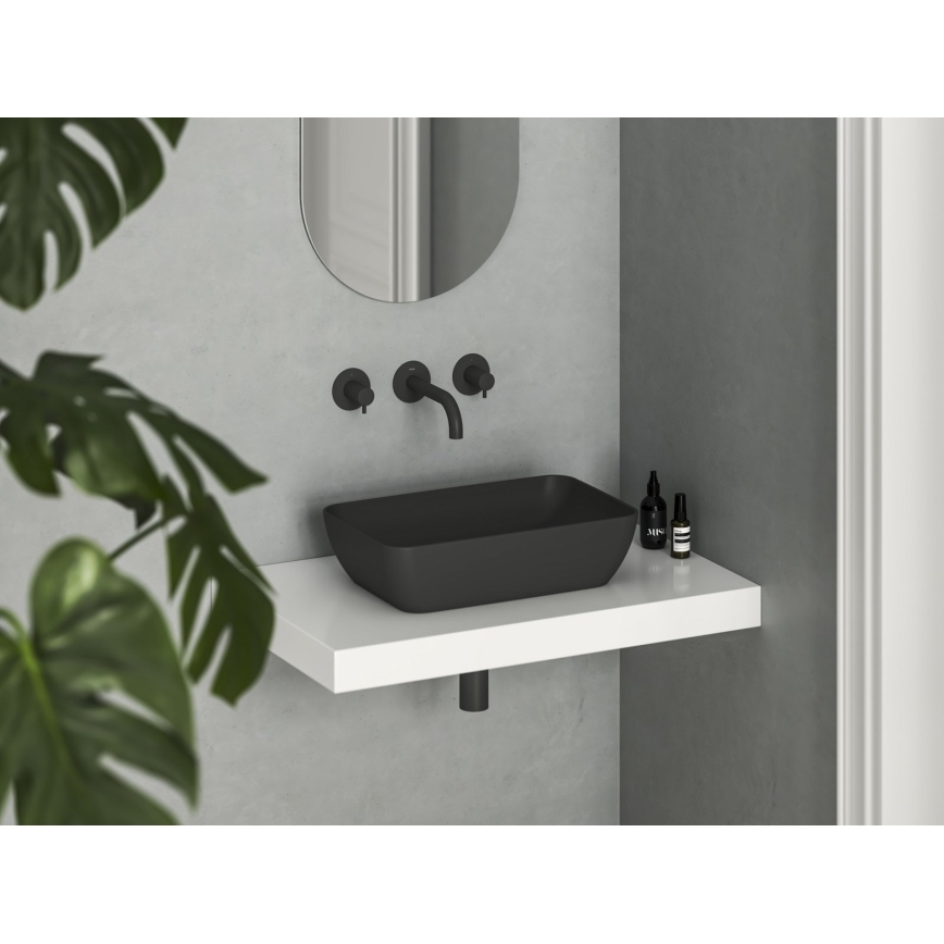 Ravak XJX0D150000 - Lavabo à poser sur plan CERAMIC SLIM 50x31 cm céramique/noir