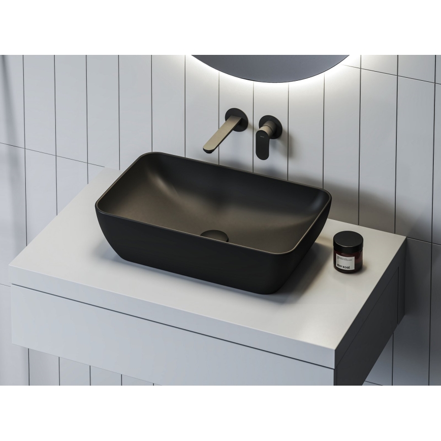 Ravak XJX0D150000 - Opzetwastafel CERAMIC SLIM 50x31 cm keramiek/zwart