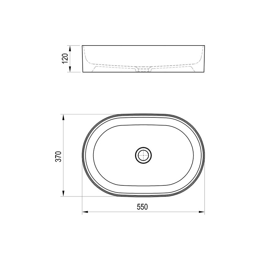 Ravak XJX0D155000 - Lavabo à poser sur plan CERAMIC SLIM 55 x 37 cm céramique/noir