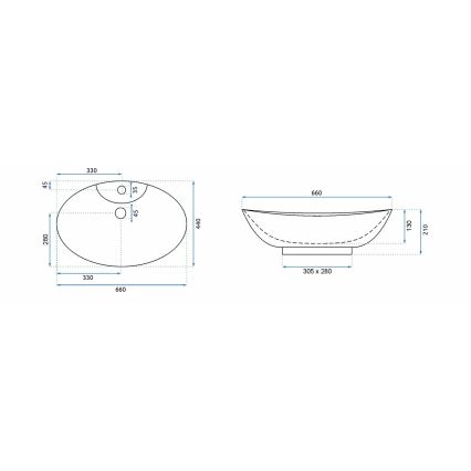 REA-00692 - Vasque à poser ROSA 44x66 cm céramique/blanc brillant