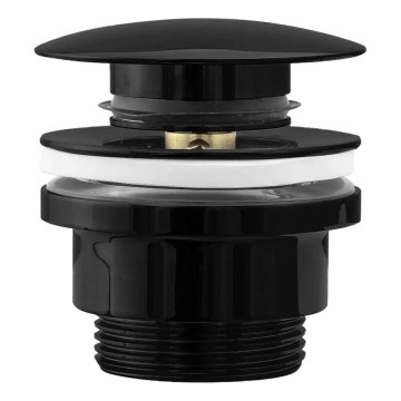 REA-A4100 - Bonde à clapet CLICK-CLACK pour lavabo, Ø 6,4 cm, finition noir brillant