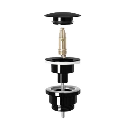 REA-A4100 - Bonde à clapet CLICK-CLACK pour lavabo, Ø 6,4 cm, finition noir brillant