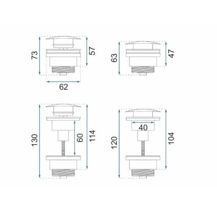 REA-A4100 - Bonde à clapet CLICK-CLACK pour lavabo, Ø 6,4 cm, finition noir brillant