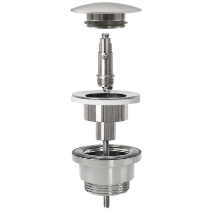 REA-A4400 - Siphon de lavabo avec bonde Click-Clack, diamètre 6,4 cm, nickel