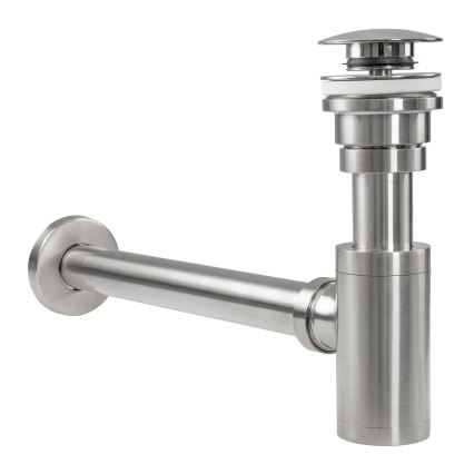 REA-A4400 - Siphon de lavabo avec bonde Click-Clack, diamètre 6,4 cm, nickel