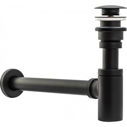 REA-A5215 - Siphon pour lavabo avec bonde CLICK-CLACK Ø 6,4 cm, noir mat